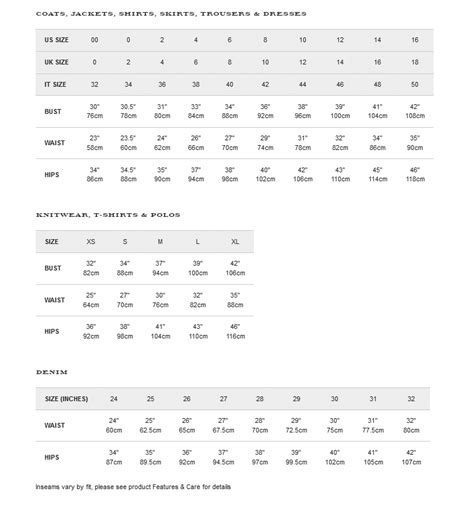 burberry canada size chart